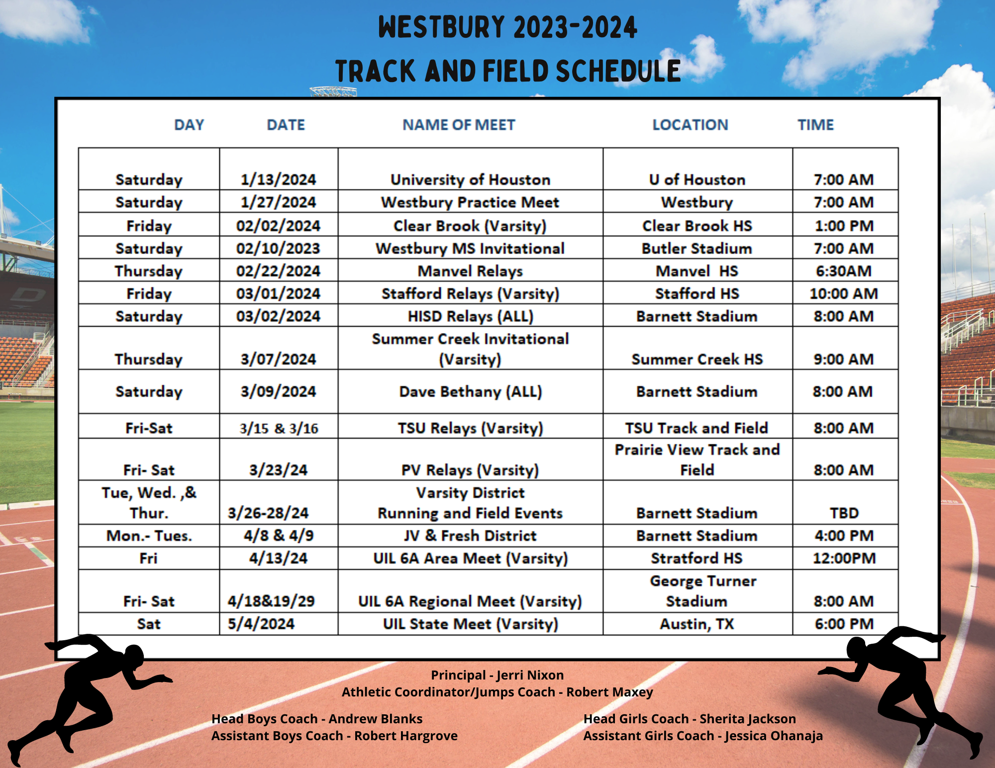 Track and Field Schedule